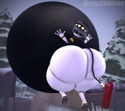 1boy 3d arcticchilifries ass ass_expansion ass_focus ass_inflation belly_inflation big_ass big_butt butt butt_expansion butt_inflation fat_ass fat_butt gigantic_belly glitch_productions grey_hair hat helium_inflation huge_ass huge_belly huge_butt inflation male male_inflation male_only murder_drones n_(murder_drones) robot sfm solo source_filmmaker thicc thick_ass thick_butt yellow_eyes