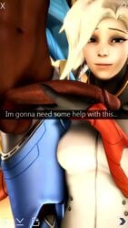 1futa 1girls 3d 9:16 animated blonde_hair blue_eyes dark-skinned_futanari dark_skin dickgirl english_text erection fake_screenshot futa_on_female futa_with_female futanari interracial intersex looking_at_viewer mercy no_sound overwatch penging-arts penis pharah shorter_than_10_seconds snapchat source_filmmaker text vertical_video video