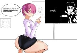 big_ass dumptruck_ass meme meme_in_the_background natsuki_subaru pink_hair ram_(re:zero) re:zero_kara_hajimeru_isekai_seikatsu shockerdoc5261 short_hair underwear wearing_partner's_clothes