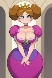 1girls accurate_art_style aged_up ai_generated big_breasts brown_hair cartoon_network curvy_figure himeko_shirogane older powerpuff_girls powerpuff_girls_z princess_morbucks solo wide_hips