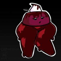 belly_button fat_ass navel object_shows objectsona oc original_character simple_background sweat thick_thighs thigh_gal thighs