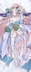 1girls artoria_caster_(fate) censored censored_nipples censored_pussy fate_(series) female insects long_hair long_hair_female mosaic_censoring mymdsj no_bra no_panties one_leg_up qisu thick_thighs thighs woman