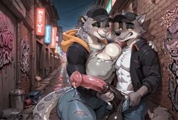 absurdly_large_cock ai_generated alley alleyway anthro anthro_on_anthro athletic athletic_female baseball_cap big_ass big_balls big_breasts big_butt big_penis blush blushing cat_ears cat_tail cheetah claws creamhorseai cum curvy curvy_female curvy_figure erect_nipples feline_humanoid female fit fit_female fur furry furry_female furry_only furry_tail green_eyes grey_fur handjob high_resolution highres hoodie horny horny_female horse_penis horsecock hourglass_figure huge_ass huge_balls huge_breasts huge_cock hyper_balls imminent_penetration imminent_sex kitty_kat_(the_bad_guys) leaking_cum leaking_precum male male/female massive_balls massive_penis mature mature_female mr._wolf_(the_bad_guys) muscular muscular_female night outdoors perfect_body precum seductive seductive_look spotted_fur sweat sweating sweaty sweaty_body testicles the_bad_guys the_bad_guys_2 thick_thighs torn_clothes torn_shirt voluptuous voluptuous_female wolf wolf_boy wolf_humanoid