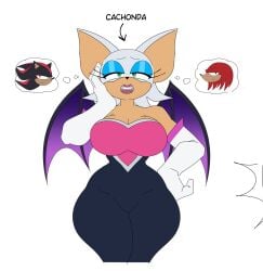 1girls big_breasts famms horny horny_female knuckles_the_echidna rouge_the_bat shadow_the_hedgehog sonic_(series) sonic_the_hedgehog_(series) spanish_text tagme