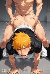 ai_generated bara bleach gay ichigo_kurosaki kl_99 kurosaki_ichigo male male/male male_only muscle muscular_male sex yaoi
