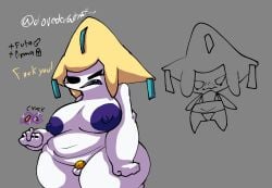 aggressive big_ass big_breasts big_thighs clovedex_(artist) female female_only futanari jirachi looking_at_viewer micro_bikini micropenis permanent_chastity permanent_chastity_device pokemon pokemon_(species) small_penis small_penis_humiliation