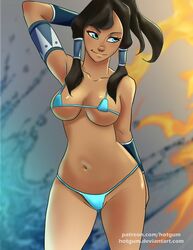 1girls avatar_legends bikini dark-skinned_female dark_skin female hotgum korra medium_breasts solo swimsuit the_avatar the_legend_of_korra water_tribe