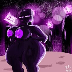 breasts_out enderwoman looking_at_viewer massive_breasts minecraft minecraft_mob naked purple_eyes self_upload therandombee thick_thighs thighs