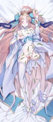 1girls artoria_caster_(fate) censored censored_nipples censored_pussy fate_(series) female insects long_hair long_hair_female mosaic_censoring mymdsj no_bra no_panties one_leg_up qisu thick_thighs thighs woman