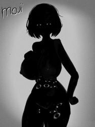 big_boobs big_breasts black_body black_eyes black_hair black_skin breasts entity female grabbing_own_breast huge_boobs huge_tits humanoid monster naked nate_hand_gesture nipples pussy staring staring_at_viewer tagme tits void