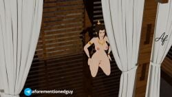 1girl 1girls avatar_the_last_airbender azula exhibitionism exhibitionist indecent_exposure kneeling nude_female nudism princess