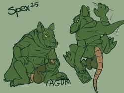 1boy 2025 anthro bottomless bottomless_male cheese climbing crouching enter_the_gungeon from_behind front_view furry gun hi_res holding_penis male rat resourceful_rat solo spectral-bat tail yellow_eyes