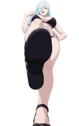 1girl ai_generated animated blue_hair breasts earrings femdom foot_worship grok_imagine high_heels jujutsu_kaisen lipstick looking_at_viewer looking_down looking_down_at_viewer mei_mei_(jujutsu_kaisen) nail_polish navel pinup posing seductive_look solo sound swimsuit tagme talking_to_viewer thighs toenail_polish video yellow_eyes