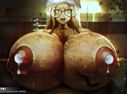 1boy 1girls big_breasts breasts centipede creepy female female_focus flies fyk0 glasses horror huge_breasts human insect insects lactating looking_at_viewer male nipples nurse original_character paizuri pov smiling spider titfuck tits veiny_breasts
