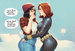 2girls ai_generated avengers big_ass big_breasts black_widow_(marvel) breasts chest curvaceous curvy curvy_figure darcy_lewis dialogue digital_media_(artwork) english_text female hips hourglass_figure huge_ass huge_breasts large_ass large_breasts legs light-skinned_female light_skin marvel marvel_cinematic_universe marvel_comics mature mature_female natasha_romanoff phophopho red_hair s.h.i.e.l.d. scarlet_witch_(series) slim_waist speech_bubble text thick thick_hips thick_legs thick_thighs thighs thor_(series) voluptuous waist wandavision wide_hips