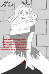 1girl1boy alina_amephi black_body bleeding_from_pussy breasts caption cowgirl_position crazy_eyes crazy_smile crown exposed_breasts exposed_pussy female gaslighting girl_on_top grey_eyes grinding legs_apart limited_palette long_hair looking_at_viewer monochrome nipples penetration pov princess princess_(slay_the_princess) sex sharp_fingernails sharp_teeth slay_the_princess spread_legs teasing the_long_quiet_(slay_the_princess) the_razor_(slay_the_princess) torn_clothes white_body white_hair