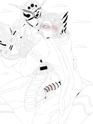 2boys after_anal after_sex arm_around_waist armor armored_male arms_around_partner belt blush blushing bodysuit bodysuit_bulge censored censored_anus censored_penis cum cum_drip cum_dripping_from_ass cum_dripping_from_penis cum_in_ass curly_hair disaste1960713 gay helmet hood kamen_rider kamen_rider_zi-o_(series) king male male/male male_focus male_only mask masked masked_male ohma_zi-o on_lap panting penis penis_out sash short_hair sweat sweatdrop sweating uncolored woz yaoi