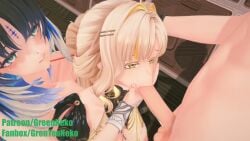 1boy 2girls 3d animated assisted_fellatio big_breasts blonde_hair blowjob fellatio greenneko half-dressed koikatsu light-skinned_female light-skinned_male light_skin male_rover_(wuthering_waves) moaning mole mole_under_eye nude nude_female nude_male partially_clothed_female rover_(wuthering_waves) sex sound suisui_(wuthering_waves) taking_turns threesome uncensored video wuthering_waves yangyang_(wuthering_waves)