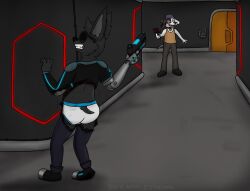 2boys anthro ass cj-the-otter embarrassed furry male senftember senftember_(2025) tagme torn_clothes