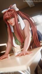 3d 3d_(artwork) doki_doki_literature_club keszza monika_(doki_doki_literature_club) ruru3dx