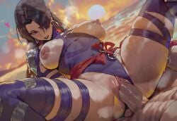 ai_assisted ai_generated areolae blush ere erect_nipples erection highres marvel marvel_comics marvel_rivals nipples penis penis_in_pussy psylocke psylocke_(marvel_rivals) pussy shexyo sweating thick_penis thick_thighs thighs veiny_penis