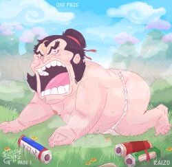 bara bending bending_over big_teeth blue_sky brown_nipples bun_hair chub chubby chubby_belly chubby_male cloud clouds cloudy_sky day daytime doggy_style fat fat_legs fat_man fat_nipples feet feet_fetish flashgritz gay grass grass_field grassland guy japanese_male looking_at_viewer makeup male male_only man_bun mature mature_male mountain mountains ninja nipples nude nude_male nudity obese obese_male one_piece open_mouth outdoors outside pink_trees plump plump_thighs position raizo red_markings red_ribbon red_ribbon_in_hair sakura_tree scroll scrolls shinobi solo solo_focus solo_male trees underwear underwear_only wano_country