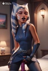 1girls ahsoka_tano ai_generated alien artist_name bed blue_eyes blurry blurry_background breasts clone_wars closed_eyes colored_skin dildo dildo_in_pussy dildo_insertion dildo_riding face_markings facial_tattoo female_masturbation fingerless_gloves gloves hi_res humanoid indoors jedi lips lucasfilm makeup markings masturbation medium_breasts montrals object_insertion open_mouth orange_skin pussy r34arts sex_toy sleeveless solo star_wars star_wars_rebels tentacle_hair togruta vaginal_insertion vaginal_masturbation vaginal_penetration vambraces