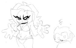 1boy 1girls asian_female big_hands bikini blush evan_handrisson friday_night_funkin hairband headband nene_(newgrounds) pico's_school pico_(newgrounds) thick_eyelashes tongue tongue_out