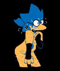 1other ambiguous_gender blush covering donut_(downthedonuthole) downthedonuthole embarrassed nude pixel_art self_insert