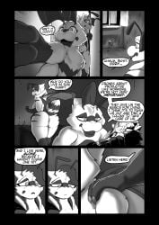 3_fingers 4_arms absurd_res antennae_(anatomy) anthro anus apartment arthropod ass bee black_and_white claws comic dialogue duo english_text female fingers flower heather_(soomir) hectar_(soomir) hi_res hymenopteran insects male monochrome multi_arm multi_limb nude nude_anthro nude_female nude_male plant sad soomir speech_bubble stinger stinger_tail tail text wings