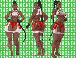 1girl 1girls abs absurdres badonkadonk big_ass big_breasts black_hair bleached_background blush braid dark-skinned_female dark_skin female giant_ass hair_braid highres huge_ass huge_breasts long_hair looking_at_viewer magicmoonsarts muscular muscular_female nefertari_jones non-web_source open_mouth ponytail queen_of_hearts queen_of_hearts_tattoo solo tattoo theme_clothing thick_thighs toned toned_female tongue_out very_long_hair wide_ass wide_hips workout_clothes