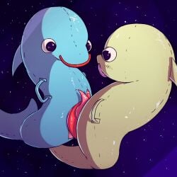 1:1 2025 animal_genitalia animal_penis animate_inanimate cetacean cetacean_genitalia cetacean_penis detailed_background digital_media_(artwork) dolphin duo feral frottage genitals handle hi_res inflatable living_inflatable lodetail male male/male mammal marine nubby's_number_factory penile penis sex space star tapering_penis toothed_whale