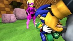 3d anal asmartboy balls blue_fur breasts double_anal furry hedgehog jet_the_hawk mammal penis sonic_(series) sonic_the_hedgehog storm_the_albatross strapon tape wave_the_swallow yaoi