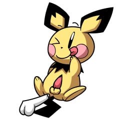 biped black_nose black_tail feet feral generation_2_pokemon genitals humanoid_penis mammal nintendo one_eye_closed penis pichu pokemon pokemon_(species) rodent shinysteenee smile tail tapering_penis toes tongue tongue_out yellow_body