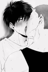 blush gay gay_kissing male male/male male_only rukawa_kaede sakuragi_hanamichi saliva slam_dunk sweat yaoi