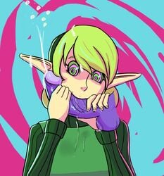 1boy 1girls balls clothing cum empty_eyes euwrecker fellatio female forced green_eyes green_hair hairband hypnosis kokiri mind_control ocarina_of_time penis pointy_ears saria short_hair the_legend_of_zelda uncensored