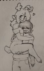 1girls 1they deltarune female holding_partner kris_(deltarune) luci_star noelle_holiday nonbinary nonbinary_(lore) sketch smile smiling wholesome