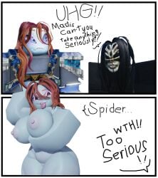 1girls 3d areolae big_breasts blue_mantis_(isle) breasts isle_(roblox) nipples roblox roblox_game robloxian spider_(isle) tagme thick_thighs thighs vanilla1145
