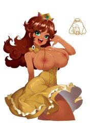 alternate_costume breasts dark-skinned_female dark_skin large_breasts little_blood mario_(series) nintendo nipples princess_daisy