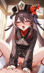 ai_generated genshin_impact hoyoverse hu_tao_(genshin_impact) petite pussy sex uncensored vaginal_penetration