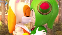 3d 3d_animation animated anthro blue_eyes cosmo_the_seedrian countersfm cream_fur cream_the_rabbit female female/female female_focus green_hair green_skin humanoid kabalmystic_(style) kissing lagomorph orange_eyes pocky pocky_kiss sega sonic_(series) sound tagme thick_lips video yuri