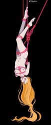 blonde_hair bondage futa_solo futanari futanari/male gag gagged intersex long_hair original original_character red_rope suspended suspended_in_midair tied_arms tied_legs tied_penis