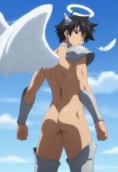 ai_art ai_assisted ai_generated angel angel_wings ass back back_view gay heaven heaven's_lost_property looking_back looking_back_at_viewer male male_focus male_only pauldrons revealing_armor revealing_clothes revealing_outfit sakurai_tomoki skimpy_armor skimpy_outfit sora_no_otoshimono thigh_boots vambraces