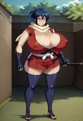 ai_generated breasts dcau female huge_breasts katana manyuu_chifusa manyuu_hikenchou