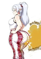 ai_generated fart fart_cloud fart_fetish farting fat_ass flat_chested forbidden_pants frieren hands_on_hips huge_ass nightmaresfd smug_face sousou_no_frieren tank_top thick_thighs