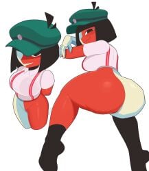 1girls 2025 2d 2d_(artwork) alternate_ass_size alternate_body_type ass big_ass big_breasts big_butt big_thighs bottomless breasts butt cute dream_bbq ena ena_(dream_bbq) ena_(series) exqmaster female female_only hat high_resolution highres huge_ass huge_thighs multicolored_body pussy red_body solo solo_female tagme thick_thighs thighs two_tone_body white_body