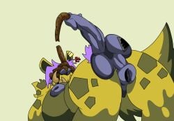 ambiguous_gender anthro anus big_breasts breasts ejaculation feces filthivore futanari genitals gynomorph hallion_the_hyaenodon hands-free hi_res hyaenodon hyaenodontid intersex mammal nipples penis puffy_anus puffy_nipples scatplay solo