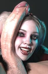 1boy 1girls 3d ai_generated batman_(series) big_penis blender cabezadeperro00 dc dc_comics face_against_penis female harley_quinn harley_quinn_(injustice) huge_cock injustice_2 lipstick makeup male penis smile