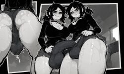 1futa ai_generated ashley_graves bulge cum futa_only futanari intersex light-skinned_futanari mcgold4553 penis solo the_coffin_of_andy_and_leyley