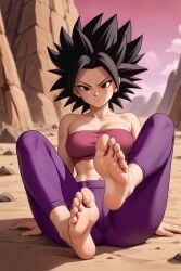 ai_generated animated anime_feet anime_girl caulifla dragon_ball dragon_ball_super feet feet_focus feet_up female female_saiyan saiyan saiyan_girl soles soles_female tagme video